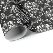 Elegant Black en White Damask Cadeaupapier (Rol Hoek)