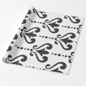 Elegant Black en White Damask Cadeaupapier (Uitgerold)