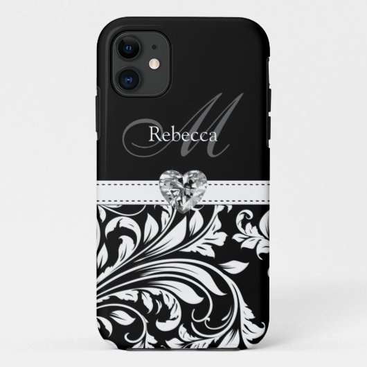 Elegant Black en White Damask Case-Mate iPhone Case (Achterkant)