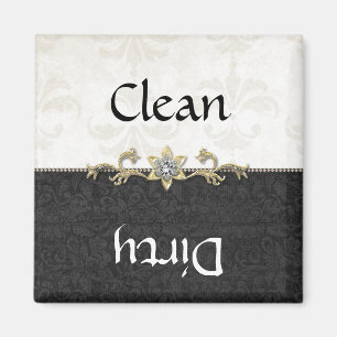 Elegant Black en White Damask Dishwasher Magnet