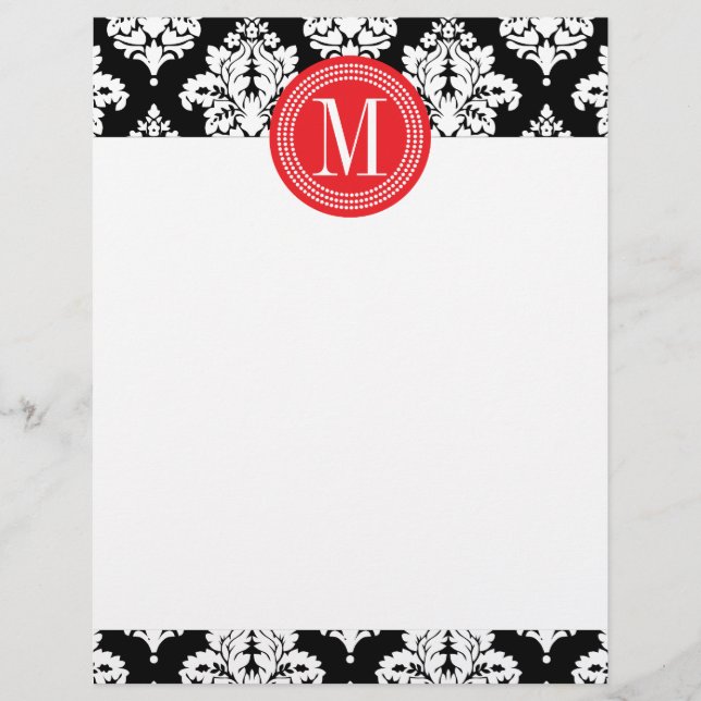 Elegant Black en White Damask gepersonaliseerd (Voorkant)