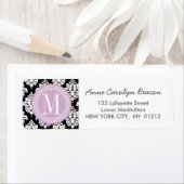 Elegant Black en White Damask gepersonaliseerd Etiket (Insitu)