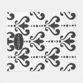 Elegant Black en White Damask gepersonaliseerd Fleece Deken (Voorkant (Horizontaal))