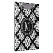 Elegant Black en White Damask gepersonaliseerd Klembord (Rechts)