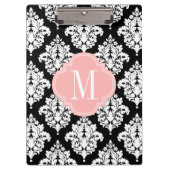 Elegant Black en White Damask gepersonaliseerd Klembord (Voorkant)