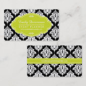 Elegant Black en White Damask gepersonaliseerd Visitekaartje (Voorkant / Achterkant)