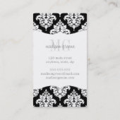 Elegant Black en White Damask gepersonaliseerd Visitekaartje (Achterkant)