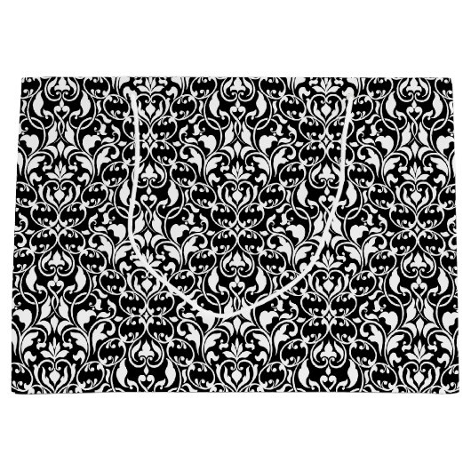 Elegant Black en White Damask Groot Cadeauzakje (Voorkant)