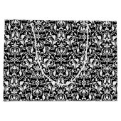 Elegant Black en White Damask Groot Cadeauzakje (Achterkant)