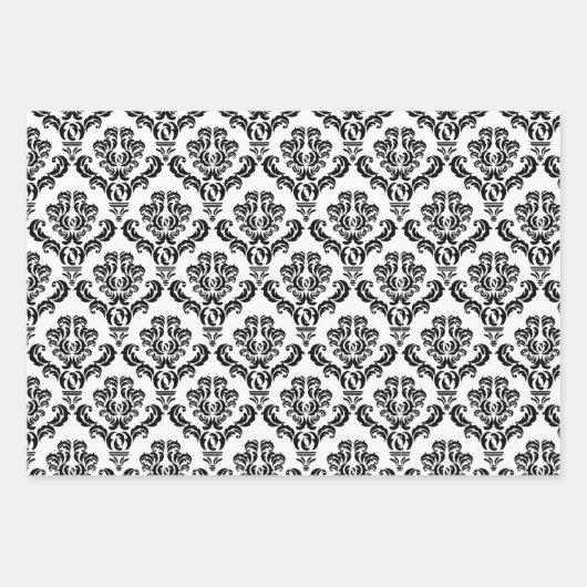 Elegant Black en White Damask Inpakpapier Vel (Voorkant 3)