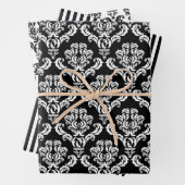 Elegant Black en White Damask Inpakpapier Vel (In situ)