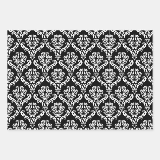 Elegant Black en White Damask Inpakpapier Vel (Voorkant)