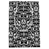 Elegant Black en White Damask Medium Cadeauzakje (Voorkant)