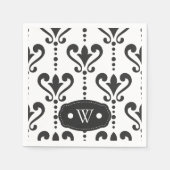 Elegant Black en White Damask Monogram Servet (Voorkant)