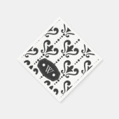 Elegant Black en White Damask Monogram Servet (Hoek)