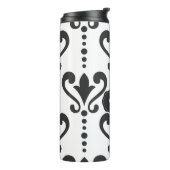 Elegant Black en White Damask Monogram Thermosbeker (Gedraaid links)