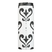 Elegant Black en White Damask Monogram Thermosbeker (Achterkant)