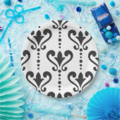 Elegant Black en White Damask Papieren Bordje (Feest)
