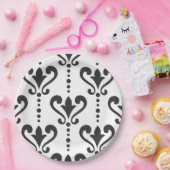 Elegant Black en White Damask Papieren Bordje (Feest)