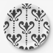 Elegant Black en White Damask Papieren Bordje (Voorkant)