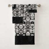 Elegant Black en White Damask Patronen Bad Handdoek (Insitu)