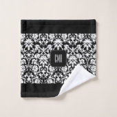 Elegant Black en White Damask Patronen Bad Handdoek (Wasdoekje)