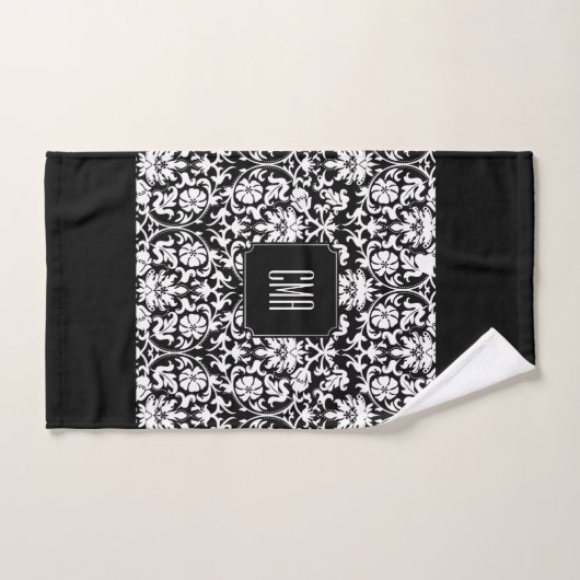 Elegant Black en White Damask Patronen Bad Handdoek (Handdoek)