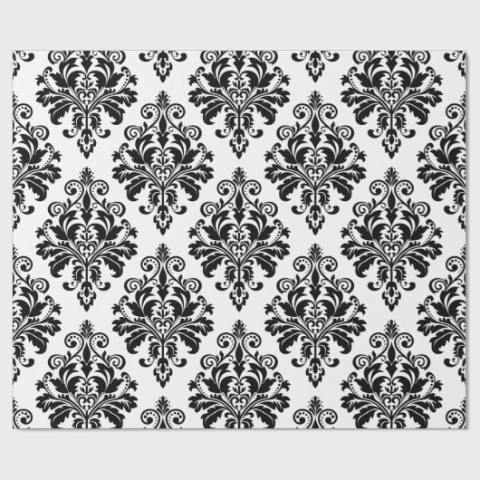 Elegant Black en White Damask Pattern Cadeaupapier (Vlak)
