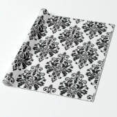 Elegant Black en White Damask Pattern Cadeaupapier (Uitgerold)