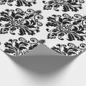 Elegant Black en White Damask Pattern Cadeaupapier (Hoek)
