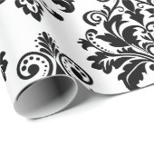 Elegant Black en White Damask Pattern Cadeaupapier (Rol Hoek)