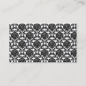 Elegant Black en White Damask Pattern Contactkaartje (Achterkant)