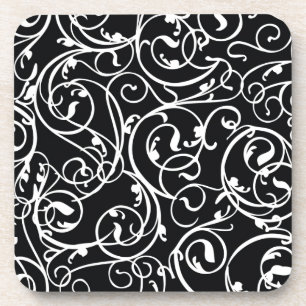 Elegant Black en White  Damask Pattern Drankjes Onderzetter