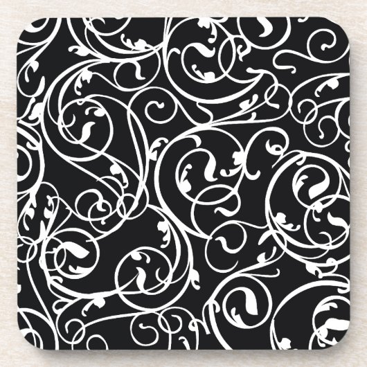 Elegant Black en White Damask Pattern Drankjes Onderzetter (Voorkant)