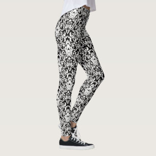 Elegant Black en White Damask Pattern Leggings