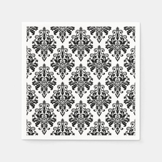 Elegant Black en White Damask Pattern Servetten (Voorkant)