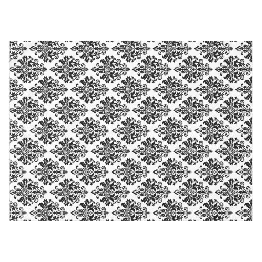 Elegant Black en White Damask Pattern Tafelkleed (Voorkant (Horizontaal))