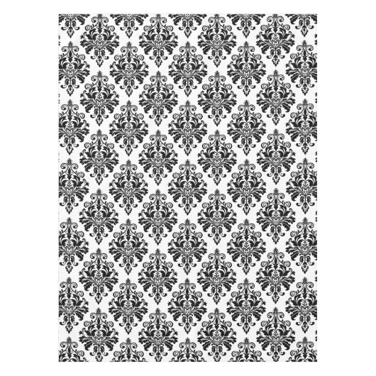 Elegant Black en White Damask Pattern Tafelkleed (Voorkant)
