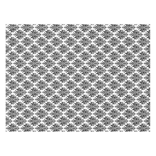 Elegant Black en White Damask Pattern Tafelkleed (Voorkant (Horizontaal))