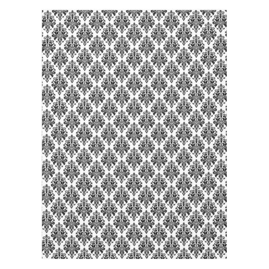 Elegant Black en White Damask Pattern Tafelkleed (Voorkant)