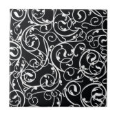 Elegant Black en White  Damask Pattern Tegeltje (Voorkant)