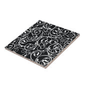 Elegant Black en White Damask Pattern Tegeltje (Zijkant)
