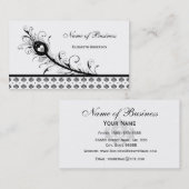 Elegant Black en White Damask Peacock Feather Visitekaartje (Voorkant / Achterkant)