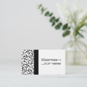 Elegant Black en White Damask Professional Visitekaartje (Staand voorkant)