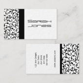 Elegant Black en White Damask Professional Visitekaartje (Voorkant / Achterkant)