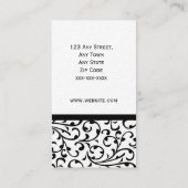 Elegant Black en White Damask Professional Visitekaartje (Achterkant)