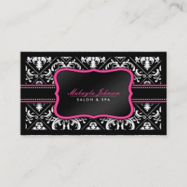 Elegant Black en White Damask Salon en Spa Visitekaartje