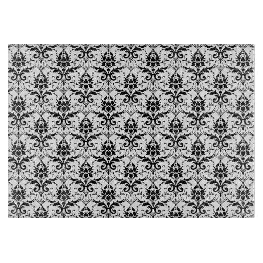 Elegant Black en White Damask Snijplank (Voorkant)