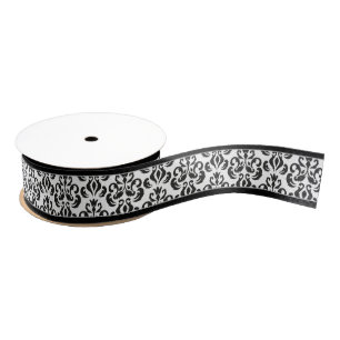 Elegant Black en White Damask Stylish Grosgrain Lint