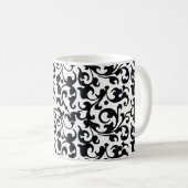Elegant Black en White Damask Swirls Koffiemok (Voorkant rechts)